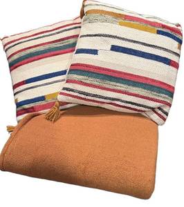 LL - Set of 2 Striped Accent Pillows with Blanket