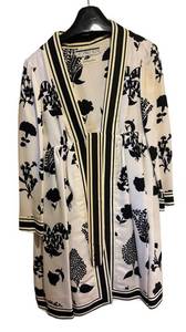 LL - Geoffrey Beene Floral Print Dress with Black Stripe Trim - Daytons Oval Room