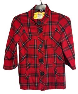 LL - Tulle Vintage Red Plaid Coat - Size M