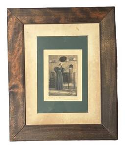 LL -Antique 1909 Wallace Nutting Print Counting the Spoons