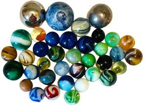 UL - Vintage Glass Marbles - Assorted Colors & Swirls, Mixed Sizes for Collectors