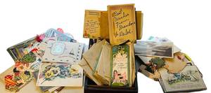 LL - Vintage Greeting Cards Box,  Assorted Cards & Postcards