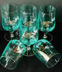 DR - Vintage Sasaki Harmony Glasses - Hand-Blown Aqua