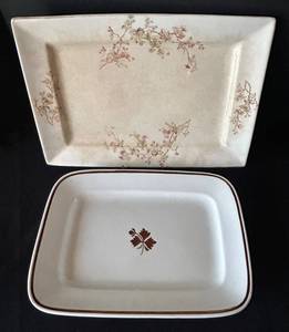 UL - Pair of vintage ceramic platters - largest 11x17 in, floral motifs