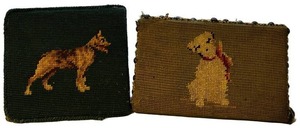 LL - Two Vintage Needlepoint Dog Doorstops