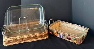 UL - Pyrex Glass Bakeware - 3-Piece Set in Wicker Baskets