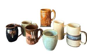 UL - Stoneware Coffee Mugs - Moose & Birch Motifs, (Set of 7)
