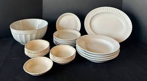 UL - Leeds by Alfred Meakin England White Dinnerware - 12-Inch Platter & Assorted Plates & Bowls
