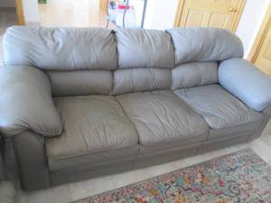 Pleather couch, 7 wide...