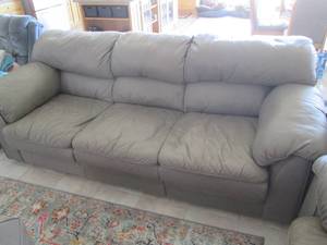 Pleather couch, 7 wide