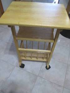 Wood stand on wheels, 14 x 19 top...