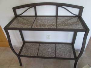 Granite and metal table, top measur...
