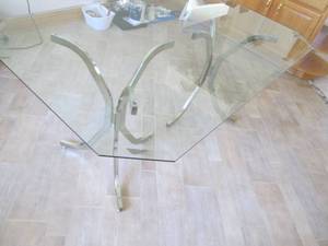 Glass top table, top measures 66 x ...