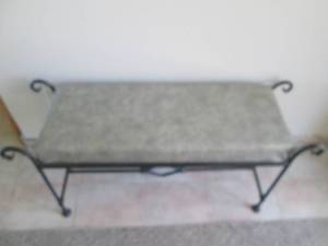 Padded metal entry bench...