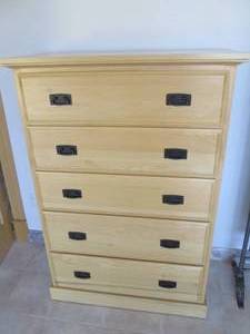Solid wood blonde dresser, 39 wide...