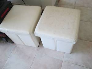 Pair of padded stools with storae...