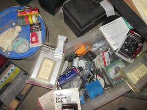 Plastic tote filled with assorted t...