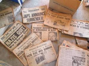 Lot of President Roosevelt era and war news papers