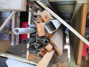 Assorted boards and pipes, various ...