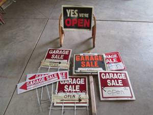 Lot of garage sale signs...
