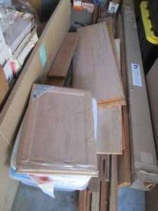 Mainly oak trim and boards, and a cupboard door