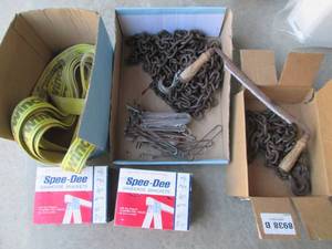 Chain, tow strap and saw horse hinges