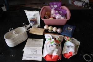 Bath salts, bath bombs, and jewelry...