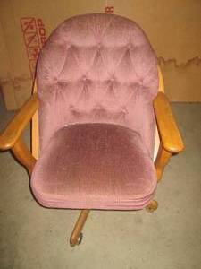 Comfortable office chair, wood frame with plush upholstery