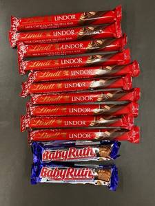 Lindt Lindor Milk Chocolate Truffle Bars - 9 x 1.3 oz Bars & Baby Ruth Bars (Assorted Candy) - 12 Total Bars