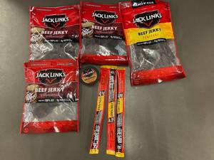 Jack Links Beef Jerky Assortment - 4 Bags & Jerky Chew Tin & 3 Teriyaki Sticks