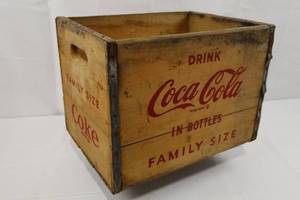 1960s Coca-Cola Family Size Wooden Crate 16 X 11.5 X 12 in