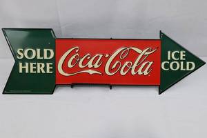 Vintage Coca-Cola Arrow Sign 27 X 9