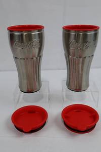 Coca-Cola Stainless Tumblers With Lids (Lot of 2)