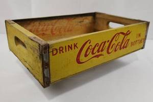 1960s Coca-Cola Yellow & Red Wooden Bottle Crate