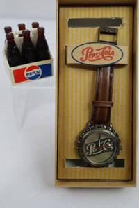 Pepsi-Cola Quartz Analog Watch & Mini Bottle Crate (Lot of 2)