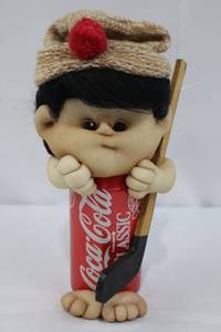 Handcrafted Minnesota Hockey Doll on Coca-Cola Can
