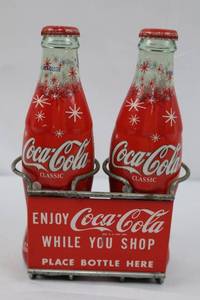 1950s Coca-Cola Classic Metal Bottle Carrier for Shopping Carts