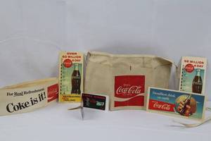 Coca-Cola Vintage Apron, Soda Jerk Hat, Blotters & Card (Lot of 6)