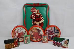 Coca-Cola Santa Playing Card Collection With Tins & Tray