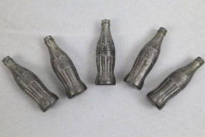 Vintage 1995 Coca-Cola Miniature Cast Pewter Soda Bottles (Lot of 5)