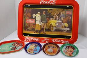 Coca-Cola Advertising Tray Set of 5 Vintage Poster Reproductions