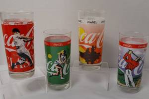 Coca-Cola Americas Favorite Sports Glasses 6.5 Tall (Lot of 4)