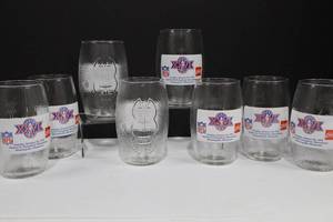 Super Bowl XXVI Football Glasses & Coca-Cola Crate
