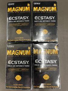 Lot of 4 Trojan Magnum Ecstasy Large Size Condoms 10ct Each