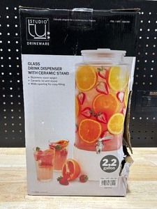 Glass Drink Dispenser with Ceramic Stand