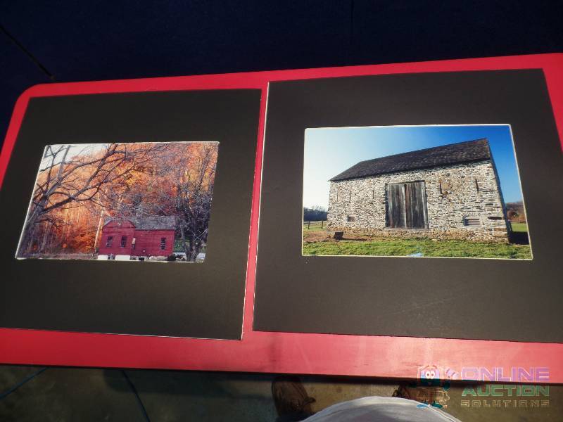lot 7 image: 2 Foam Board Photography Pieces - Barn In Fall & Stone Barn In Countryside