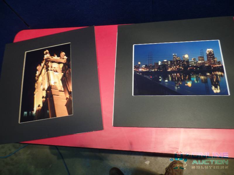 lot 8 image: 2 Foam Board Photography Pieces - City of Minneapolis By Night & St. Marks At Night