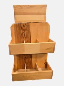 RUSTIC SOLID WOOD 2-TIER ORGANIZER  STORAGE CADDY  HANDCRAFTED STYLE