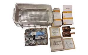 Wedding Decor & Event Supply Misc Lot  Chafing Set, Curtain Lights, Rustic Signs & Craft Dcor