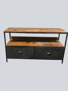 Rustic Industrial TV Stand  Console Table with Drawers  Wood & Metal Storage Unit